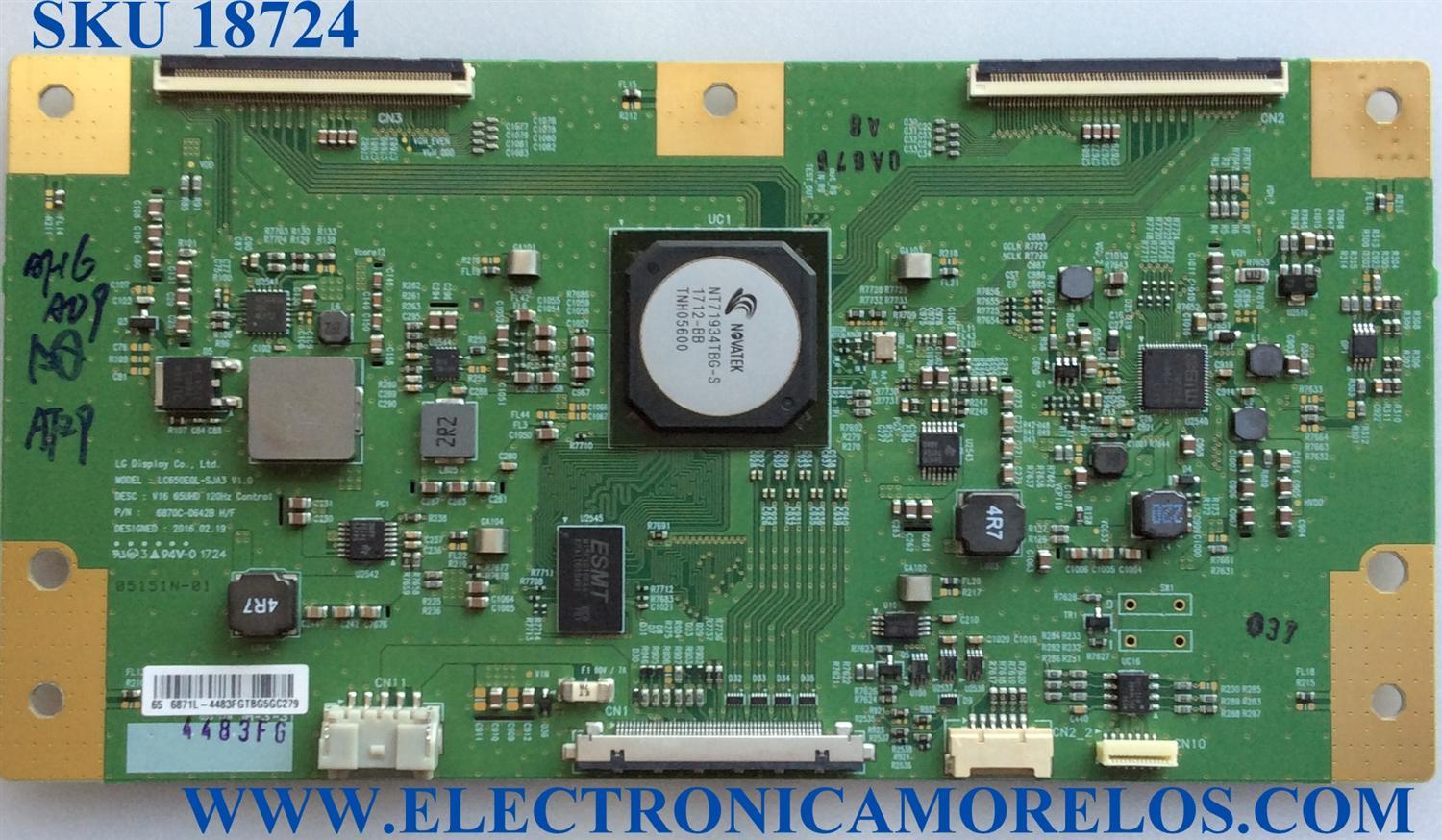 T-CON PARA TV SONY / NUMERO DE PARTE 1-897-038-11 / 6871L-4483F / 4483F / 6870C-0642B / PANEL YD6S650CNG04B / DISPLAY LC650EQL (SJ)(A3) / MODELO XBR-65X750D / XBR65X750D